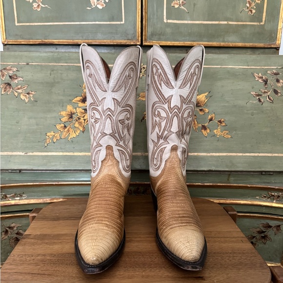 Luchesse 1883 snake + ivory Cowboy Boots 7N - Picture 4 of 8